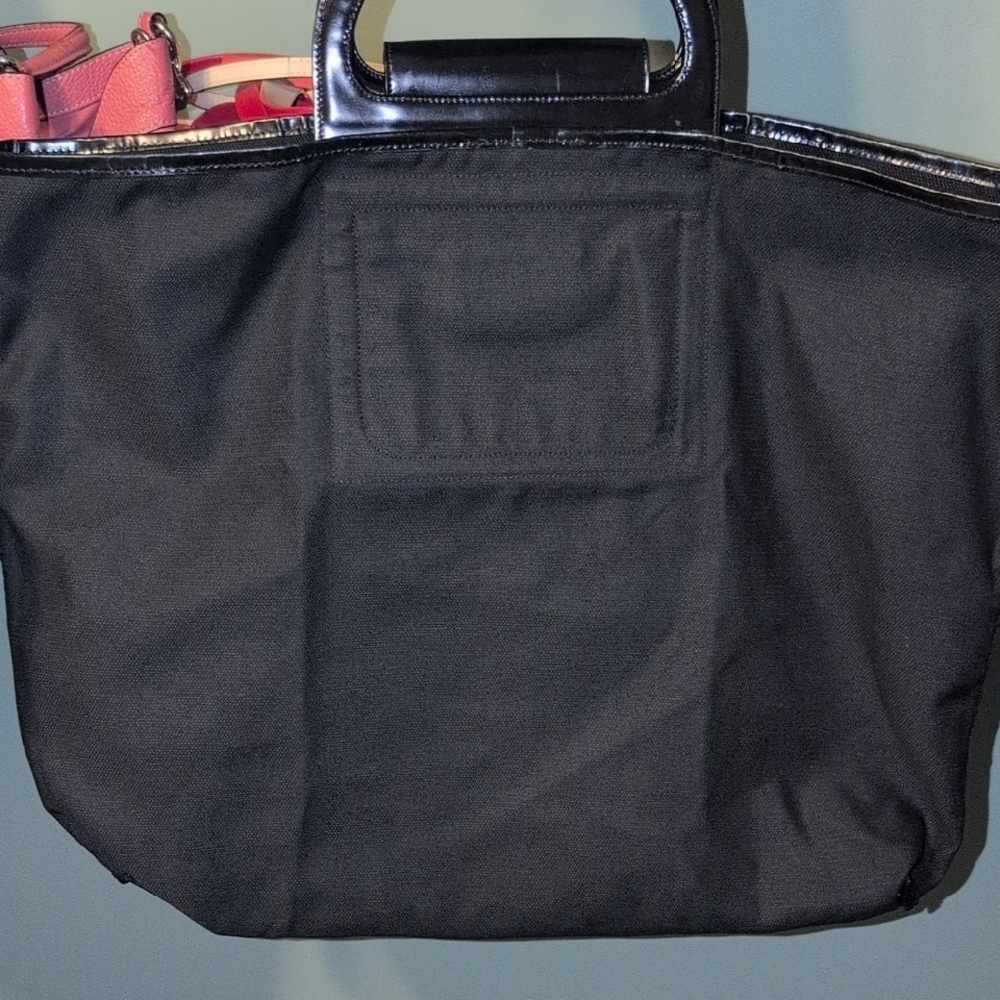 Salvatore Ferragamo Black Tote Bag Italy Big Leather Handles Stylish - Picture 3 of 15